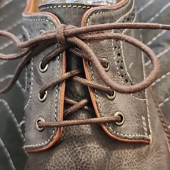 JOHNSTON MURPHY 1801 GENUINE LEATHER DERBY'S DARK BLUE/BROWN MENS9.5 MADE INDIA - Picture 16 of 16